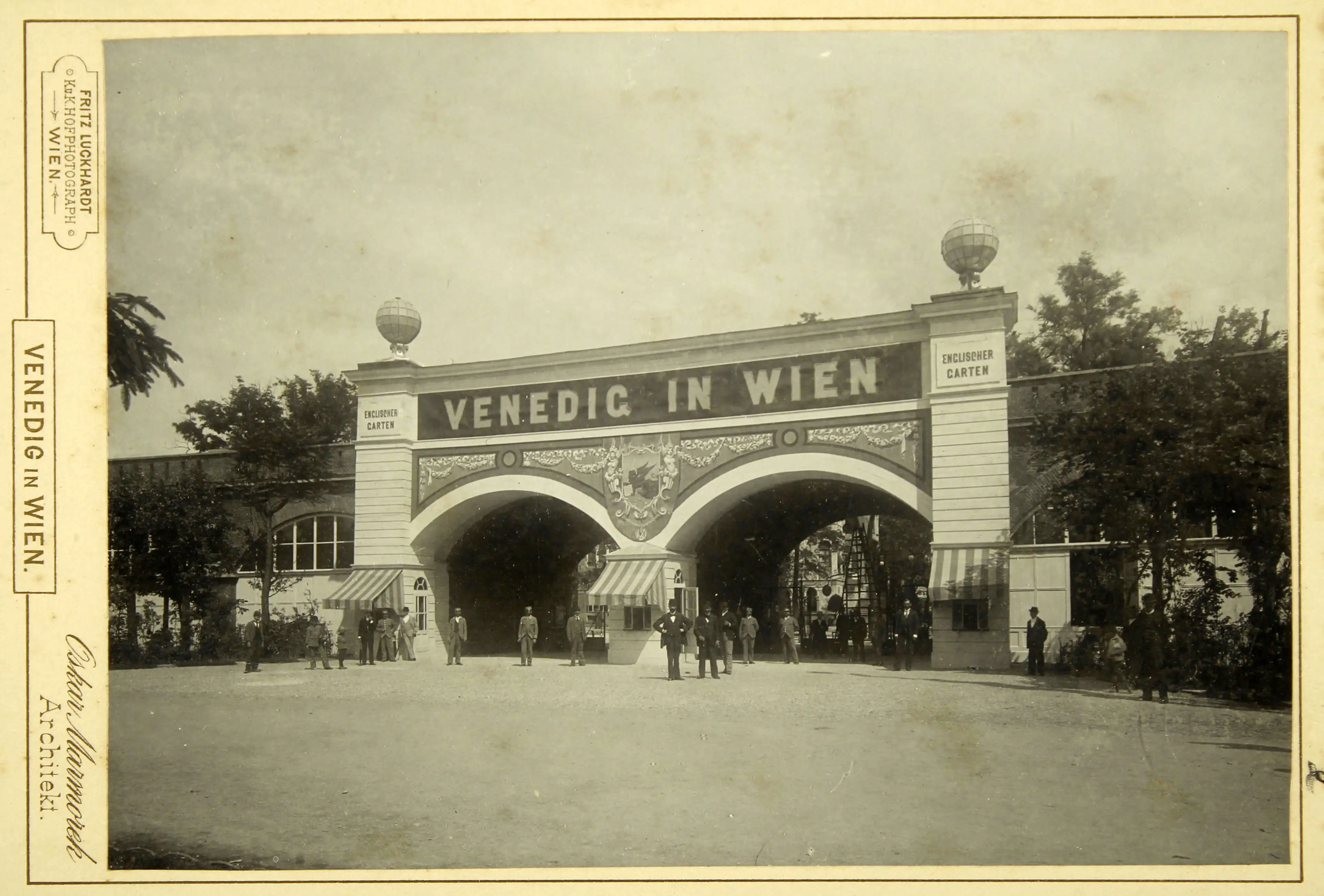 Haupteingang zu „Venedig in Wien“ am Praterstern, 1895. Photographie von Fritz Luckhardt. Archiv Seemann/brandstaetter images/picturedesk.com