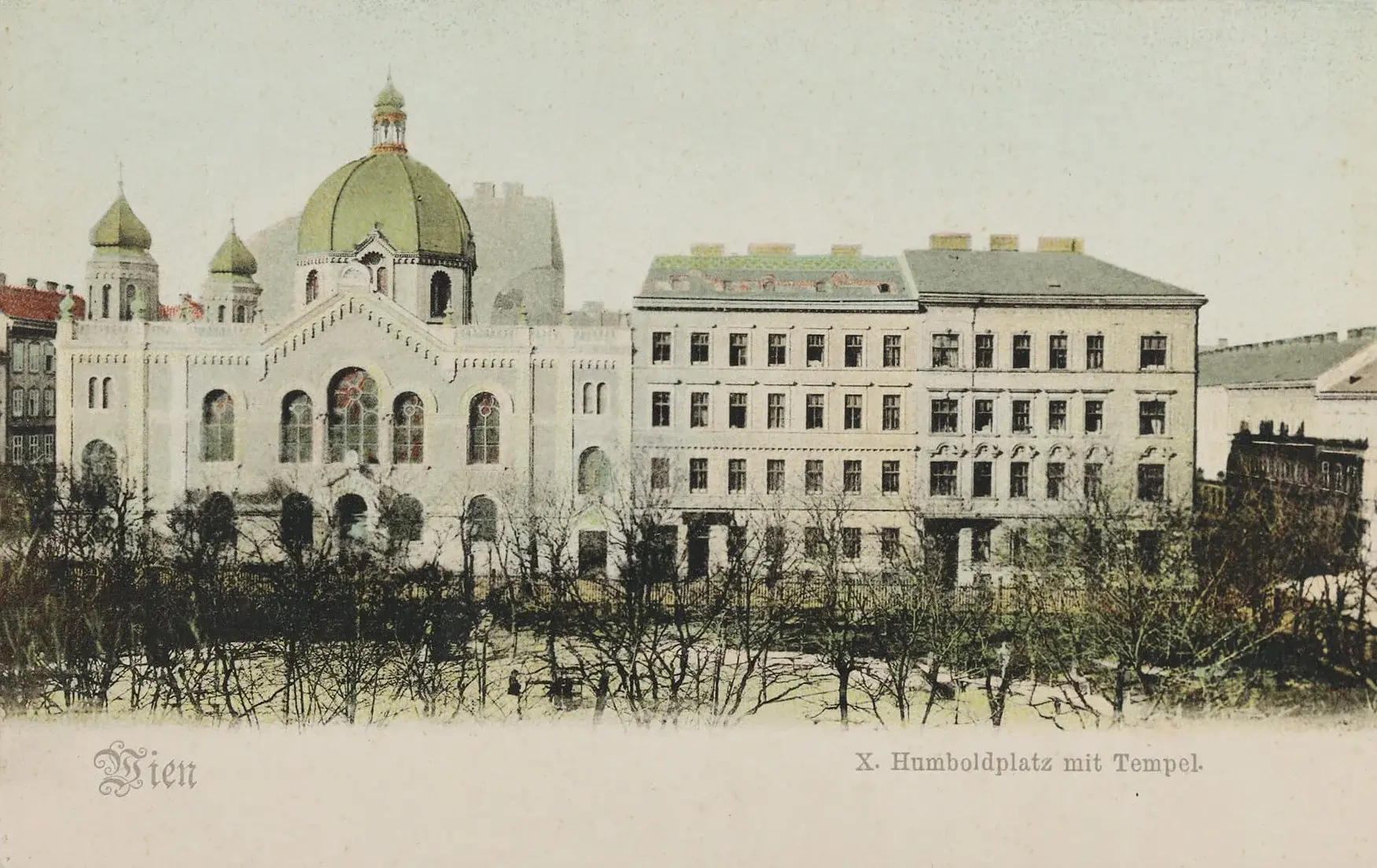 Der Tempel in der Humboldtgasse, Ansichtskarte, um 1900, Wien Museum, Inv.-Nr.  58891/989  