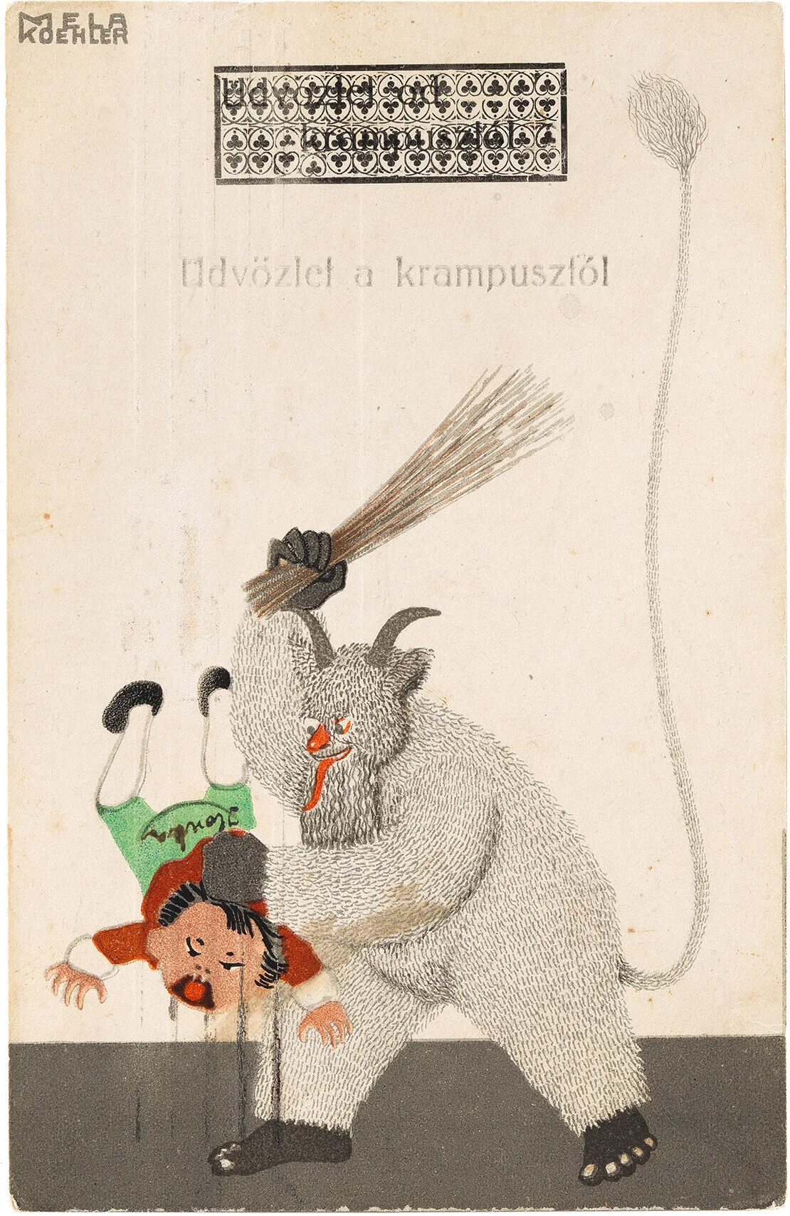 Krampus-Grußkarte von Mela Köhler für die Wiener Werkstätte, 1911, Wien Museum