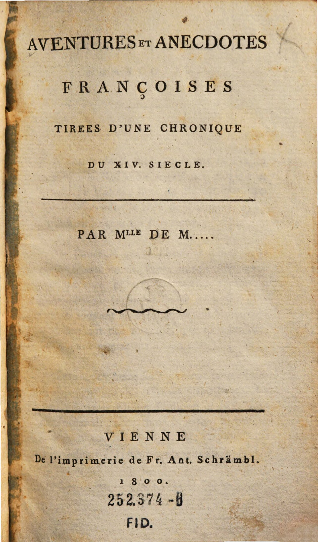 Titelblatt des Romans von Marie Caroline Murray, ÖNB 