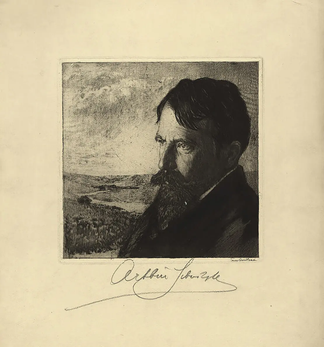 Arthur Schnitzler, porträtiert von Emma Löwenstamm, um 1920, Radierung, Wien Museum