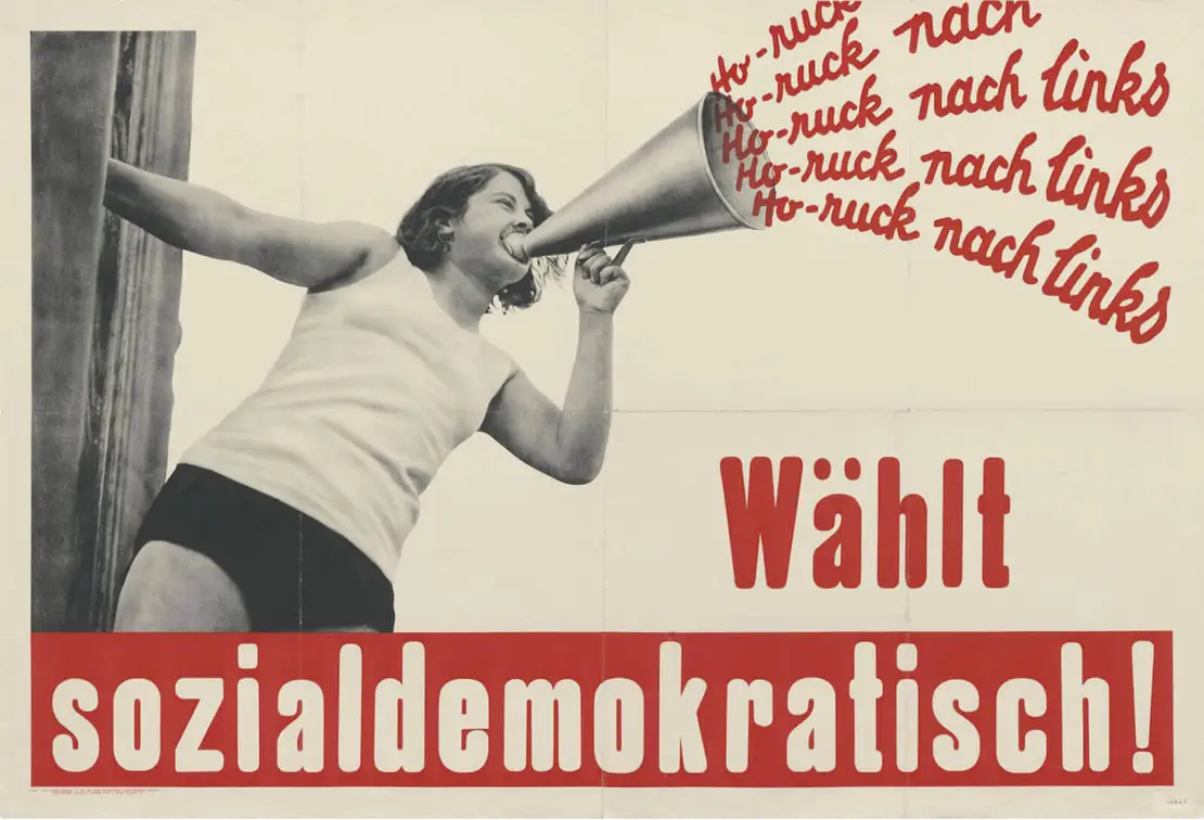 Ho-ruck nach links Wählt sozialdemokratisch!, 1932, Grafiker*in unbekannt, 76 x 112 cm, P-423  