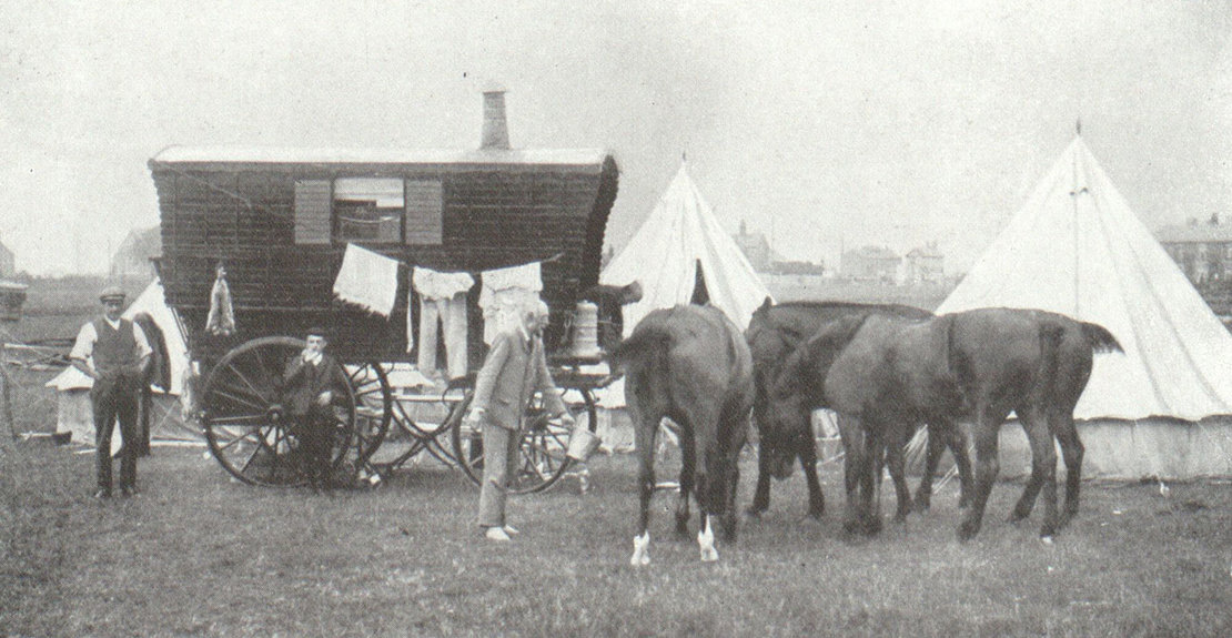Englischer Caravanclub, Foto aus der Modernen illustrierten Zeitung für Reise und Sport, 1911, Quelle: ANNO/ÖNB 