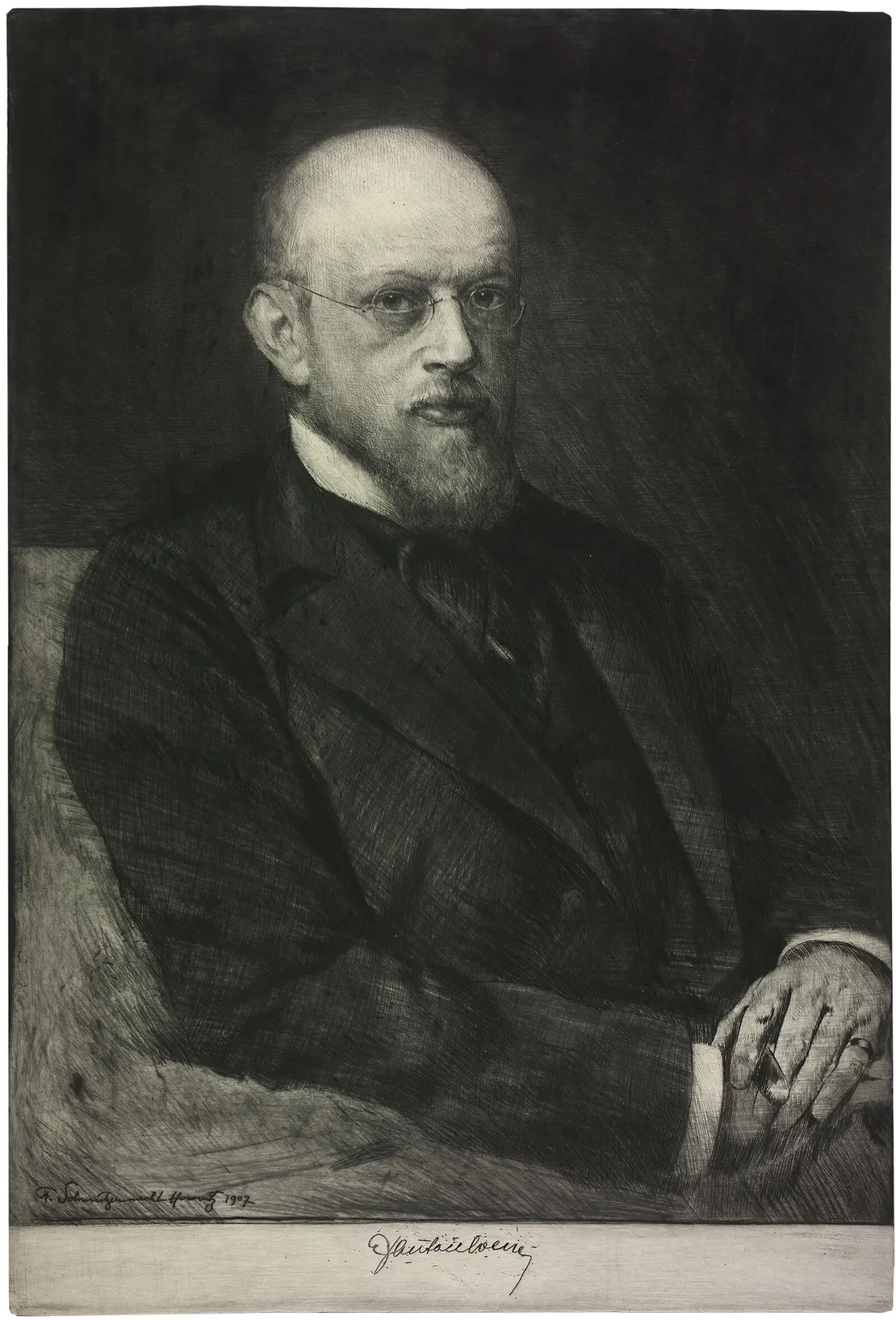 Anton Löw, Radierung von Ferdinand Schmutzer nach einem Gemälde von Leopold Horovitz, 1907, ÖNB-Bildarchiv / picturedesk.com  