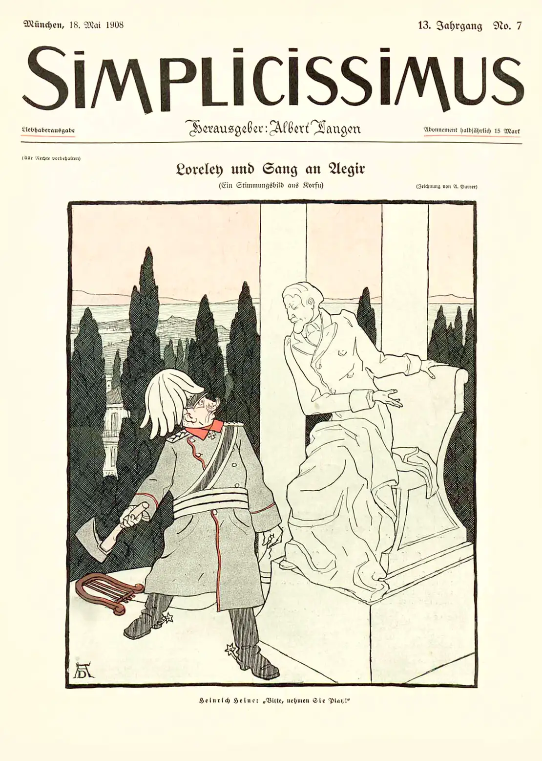 Karikatur in der Zeitschrift „Simplicissimus“, Mai 1908  