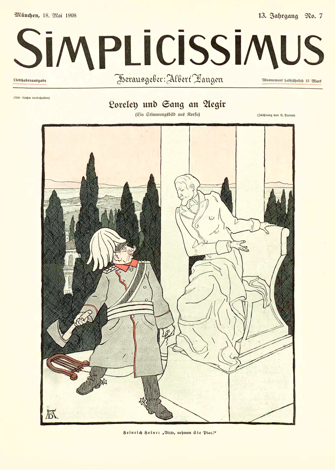 Karikatur in der Zeitschrift „Simplicissimus“, Mai 1908 