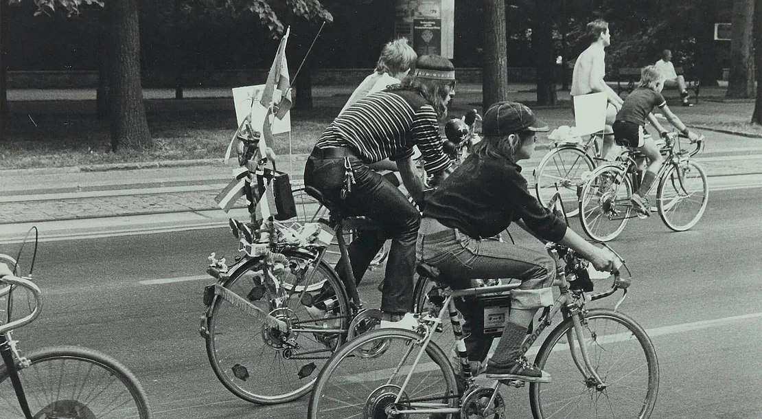 Radfahrerdemonstration auf der Ringstraße, 9. Juni 1979, Foto: Peter und Walpurga Hirsch / Wien Museum Inv.-Nr. 300277/9/16A  