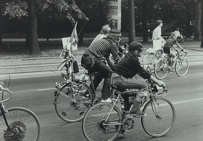 Radfahrerdemonstration auf der Ringstraße, 9. Juni 1979, Foto: Peter und Walpurga Hirsch / Wien Museum Inv.-Nr. 300277/9/16A