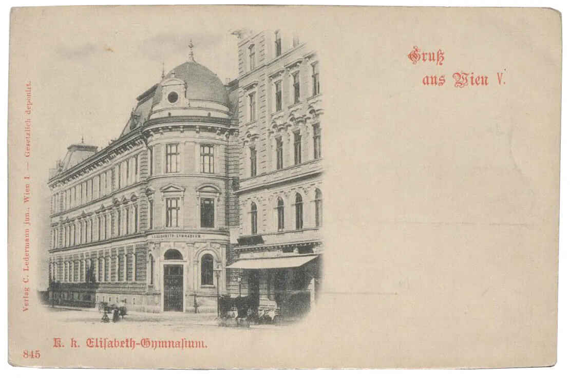 Ansichtskarte des Elisabeth-Gymnasiums, um 1900, Wien Museum