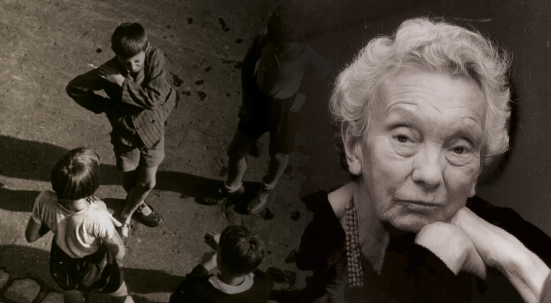 Links: Gassenbuben in Wien, 1932, ÖNB-Bildarchiv/picturedesk.com, Rechts: Ilse Helbich, Foto: Privat