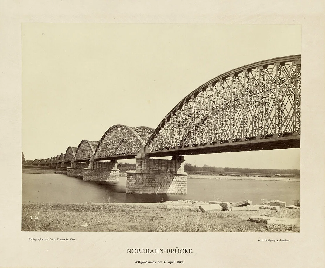 Nordbahnbrücke, aufgenommen am 7. April 1877, Fotografie von Oscar Kramer, Wien Museum