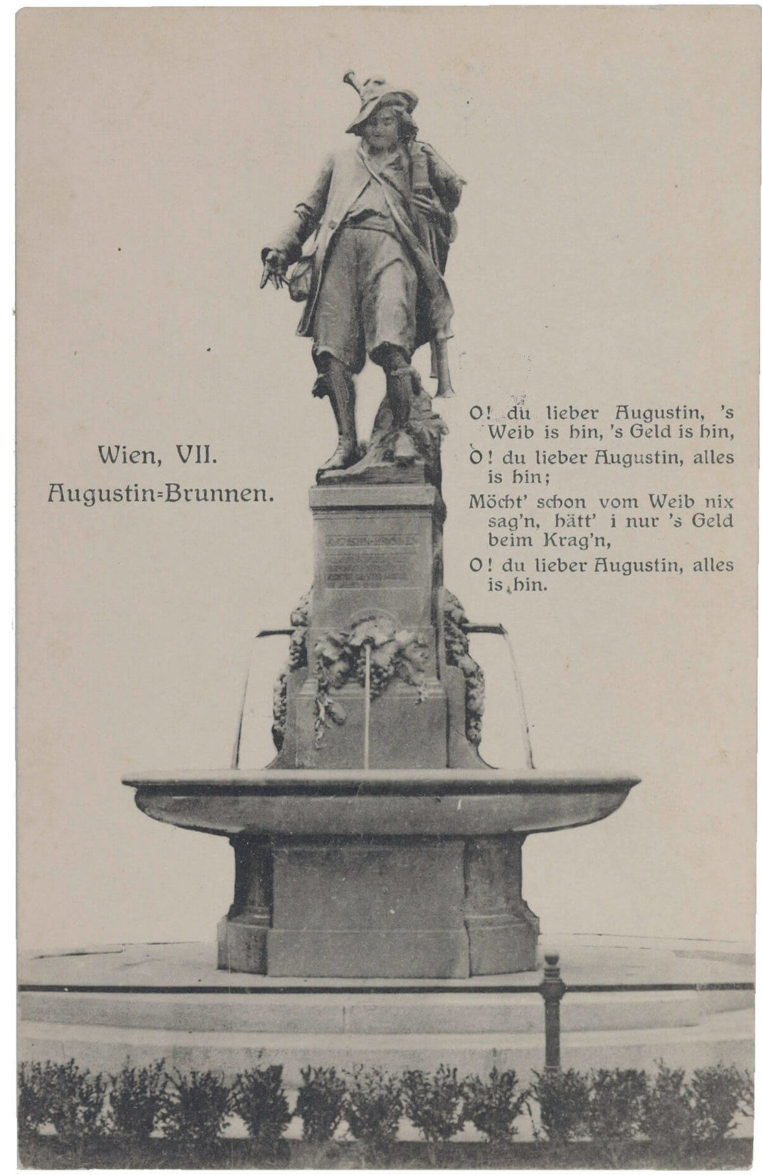 Augustinbrunnen, Ansichtskarte aus dem Verlag Brüder Kohn, 1908, Wien Museum 
