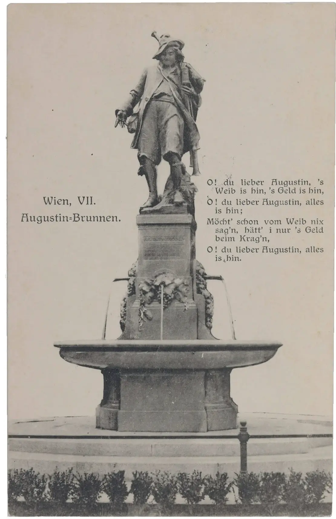 Augustinbrunnen, Ansichtskarte aus dem Verlag Brüder Kohn, 1908, Wien Museum  