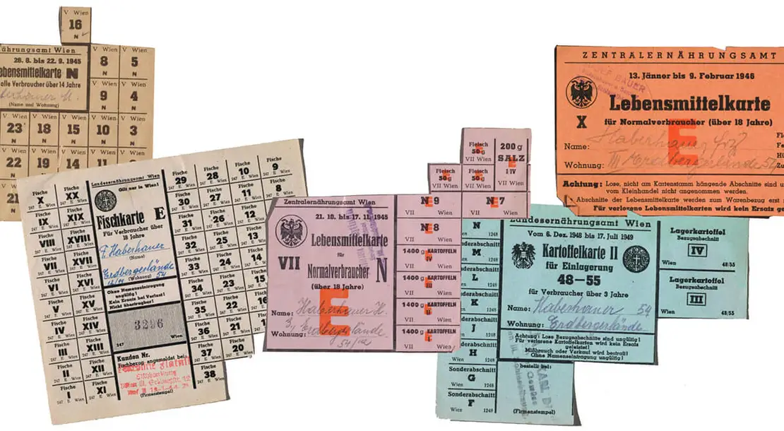 Lebensmittelkarten, 1945-49, Wien Museum  
