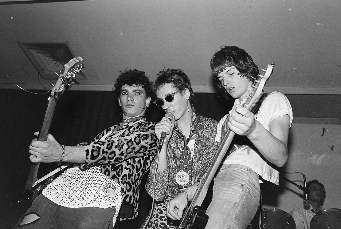 Dirt Shit in der Beheimgasse, ca. 1978, v.l. Bernhard Tragut, Michi Monoton, Roli Rostig und Robert Wolf, Foto: Michael Snoj  