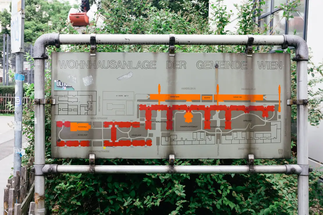 Übersichtsplan der Wohnhausanlage, Foto: Elodie Grethen/Wien Museum  