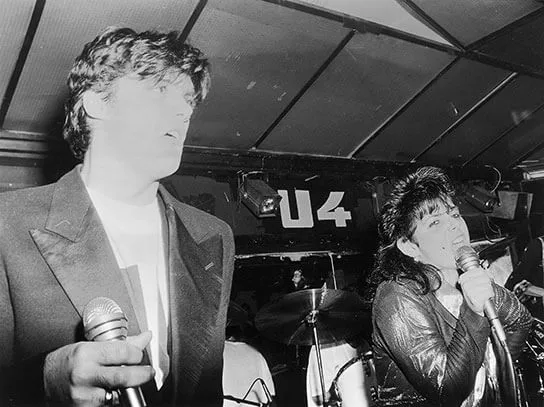 Hansi Dujmic mit Sängerin und Schauspielerin Barbara Spitz bei "Chaos de Luxe" im U4, 1982, Foto: Conny de Beauclair