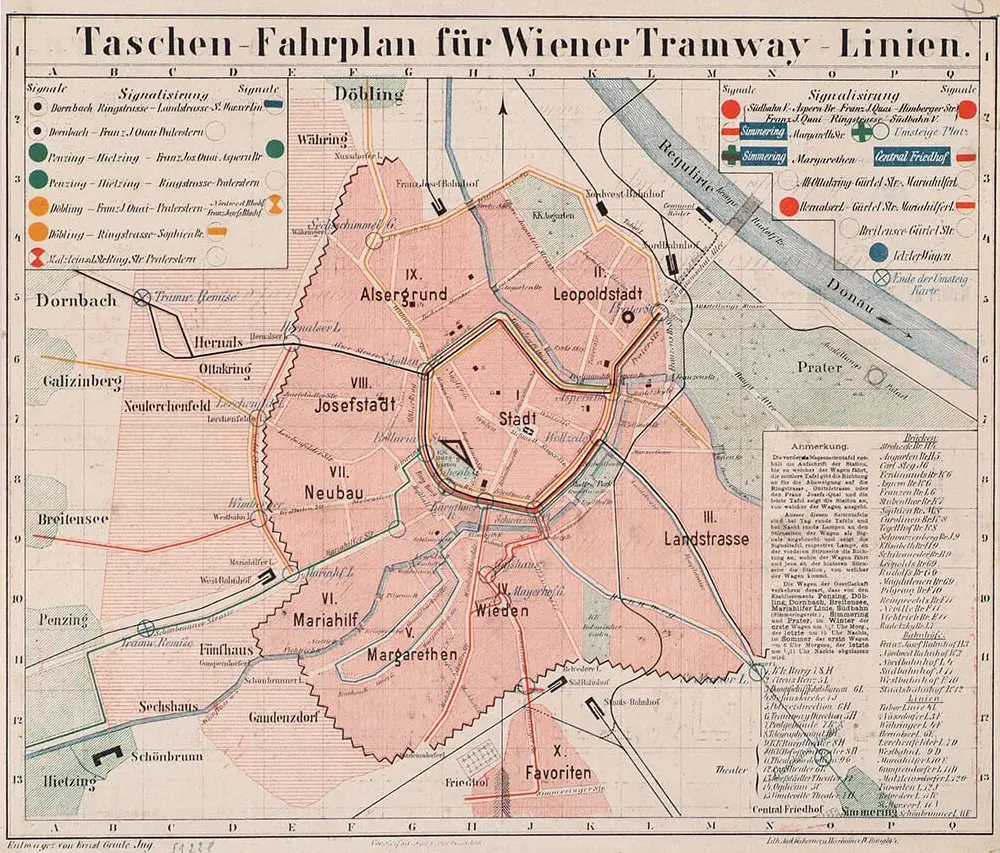 Netzplan der Wiener Tramway-Linien, 1877-1881, Wien Museum  