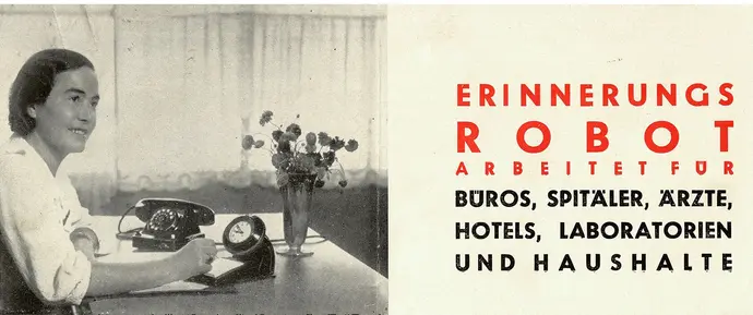 Werbung für den „Universal-Robot“ der Wiener Firma Beran, 1936