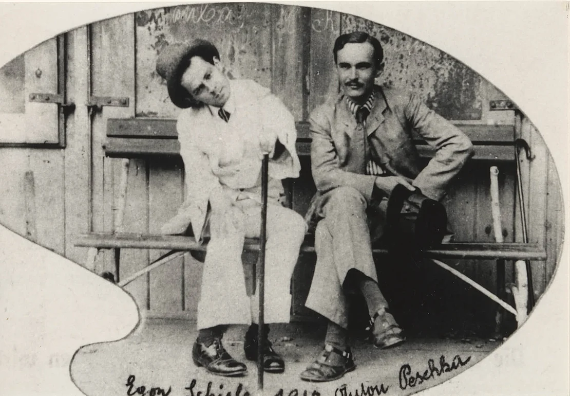 Erwin Dominik Osen (?), Egon Schiele und Anton Peschka in Krumau, 1910, Foto: Wien Museum © Privatarchiv