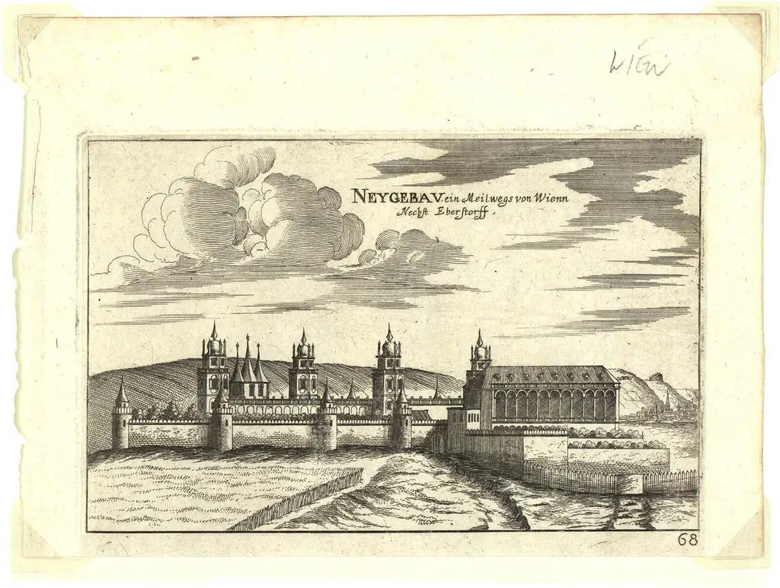 Georg Matthäus Vischer, Tobias Sadler: Neugebäude, aus: Topographia Archiducatus Austriae, Topographia Archiducatus Austriae inferioris modernae, 1. Teil/Blatt 68, Wien Museum, Inv.-Nr. 196901