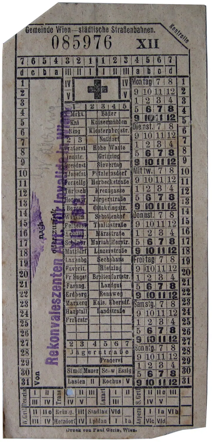Fahrschein der Gemeinde Wien, 1920er Jahre, Wien Museum  