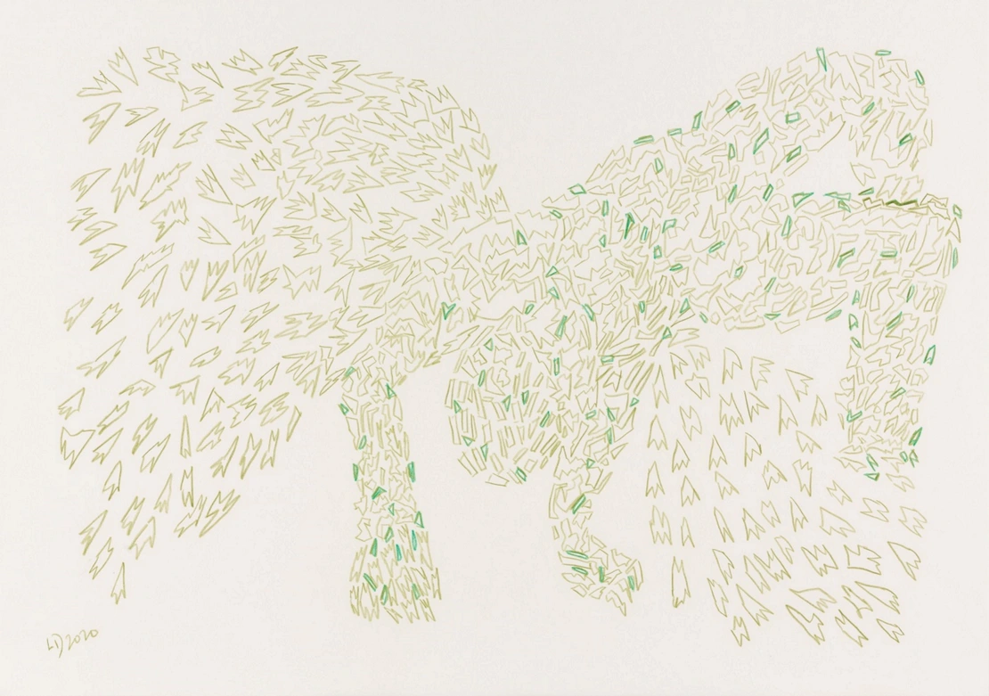 Leslie de Melo: The Musing over Life and Death, Buntstifte auf Papier, 2020, (c) Leslie de Melo