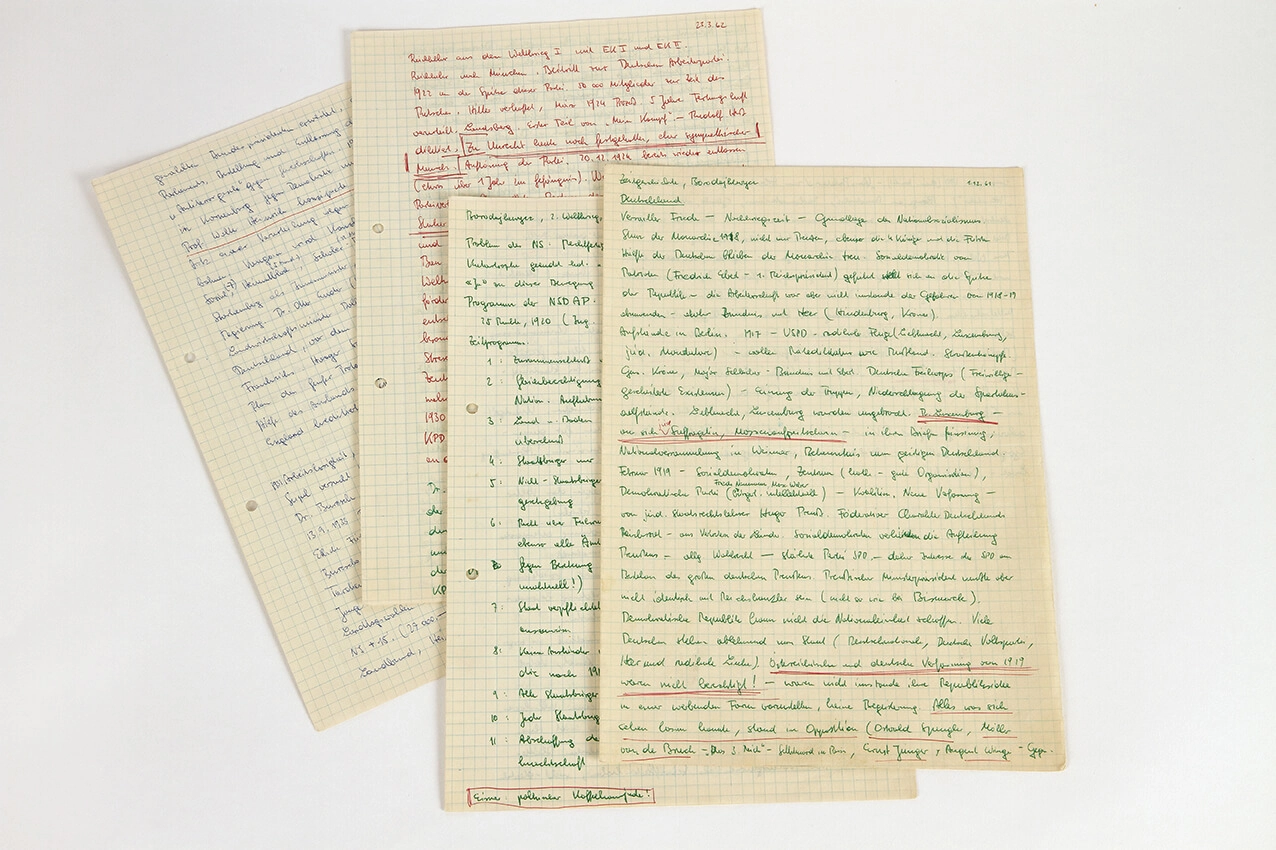 Ferdinand Lacinas Mitschriften, ausgestellt im Haus der Geschichte Österreich, Foto: Markus Guschelbauer