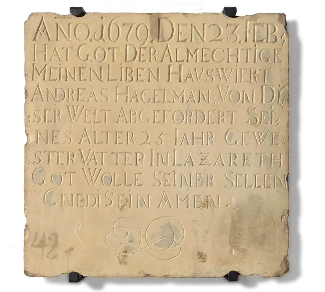 Am 23. Februar 1679 starb der damalige Leiter („Vater“) des Pestlazaretts in der Währinger Straße im Alter von 25 Jahren. Wahrscheinlich war die Pest für seinen frühen Tod verantwortlich. Wien Museum   