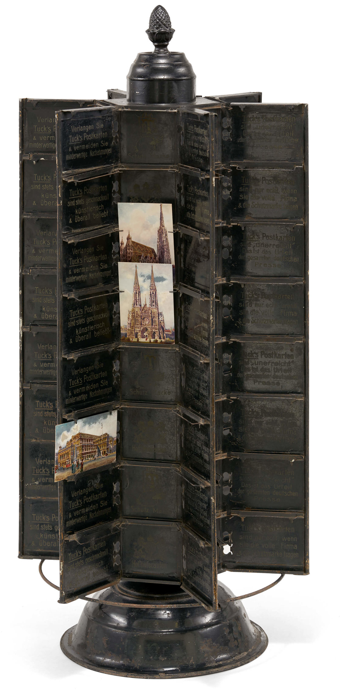 Drehständer für 144 Postkartenmotive, um 1905, Hersteller: Raphael Tuck & Sons, London/Berlin, Sammlung Lukan 