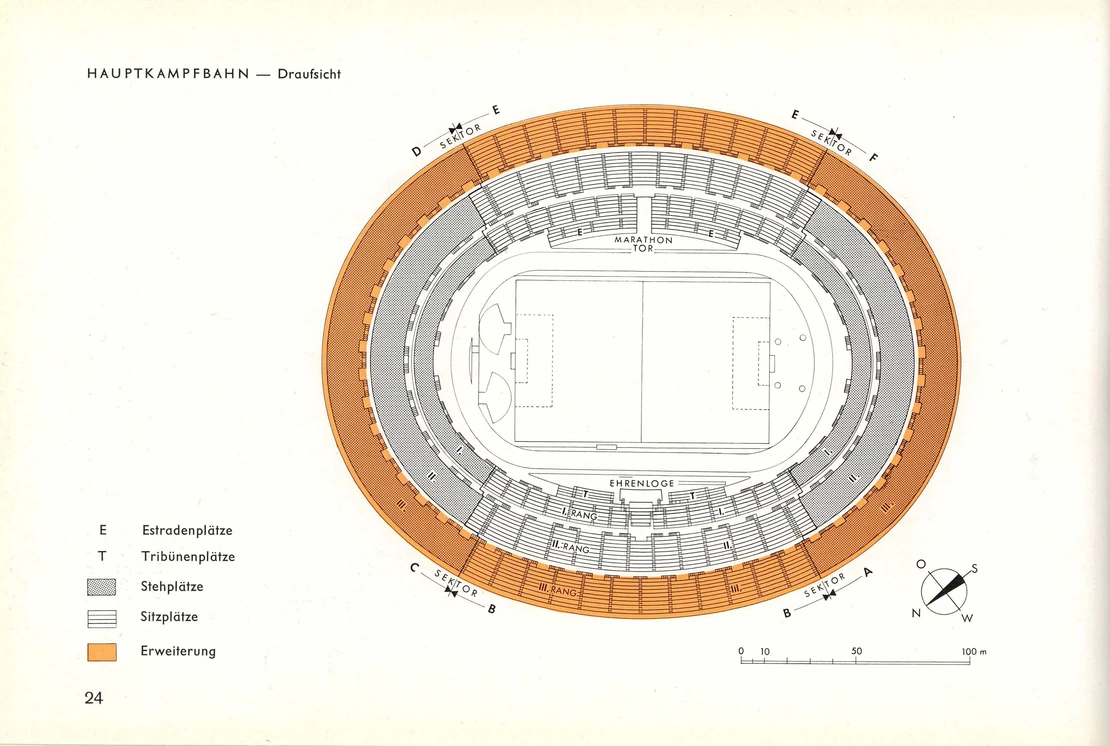 Die Erweiterung des Praterstadions Ende der 50er Jahre, © Stadtbauamt 1960