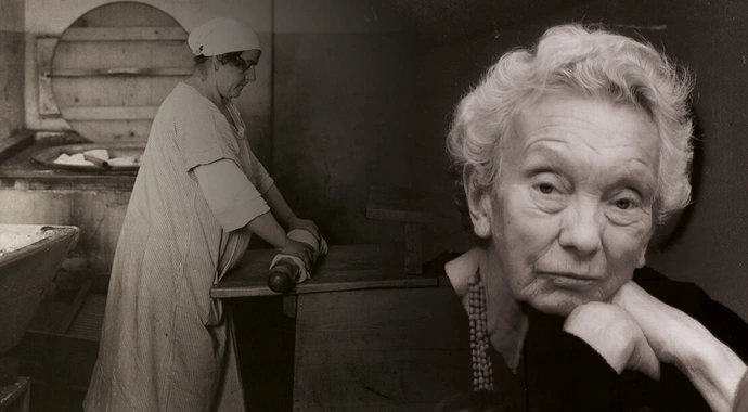 Links: Blick in eine Waschküche, um 1926, Wien Museum, Rechts: Ilse Helbich, Foto: Privat