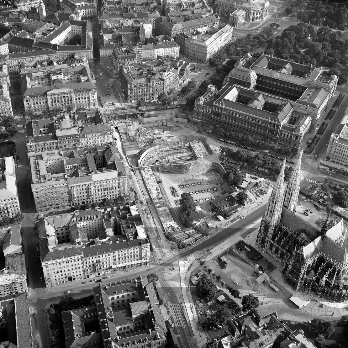 Schottentor, Schrägluftaufnahme, 1960, Foto: Stadt Wien