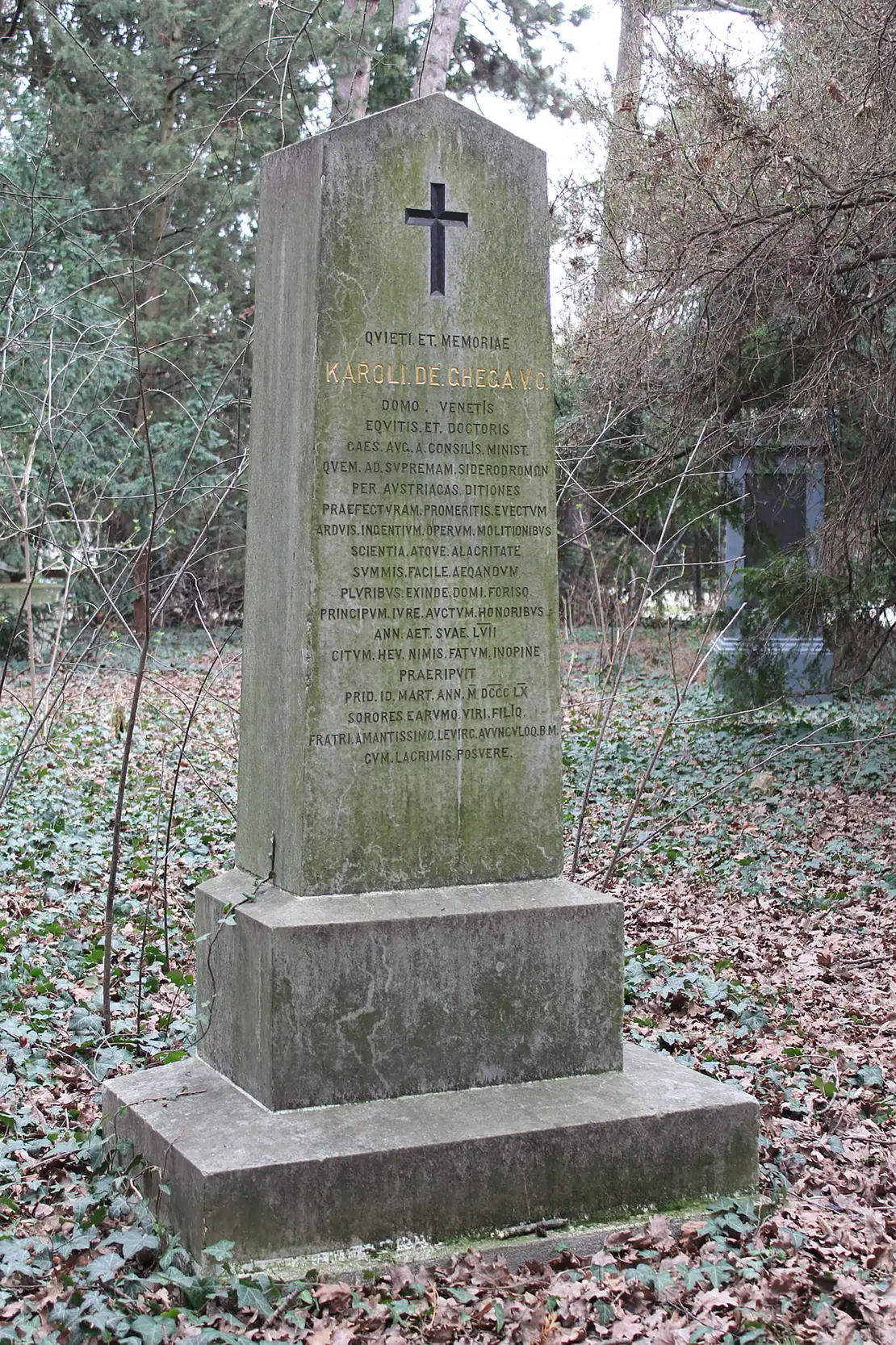 Das Grabdenkmal von Carlo Ghega (Carl Ritter von Ghega) im Gräberhain des Währinger Parks, Foto: Christian Hlavac  
