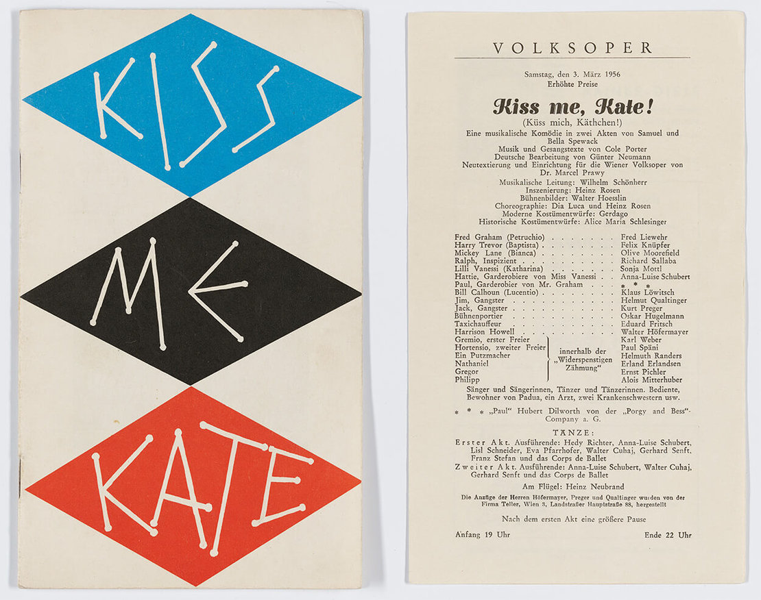 Programmheft von „Kiss me, Kate“, 1956, Volksoper, Privatarchiv 