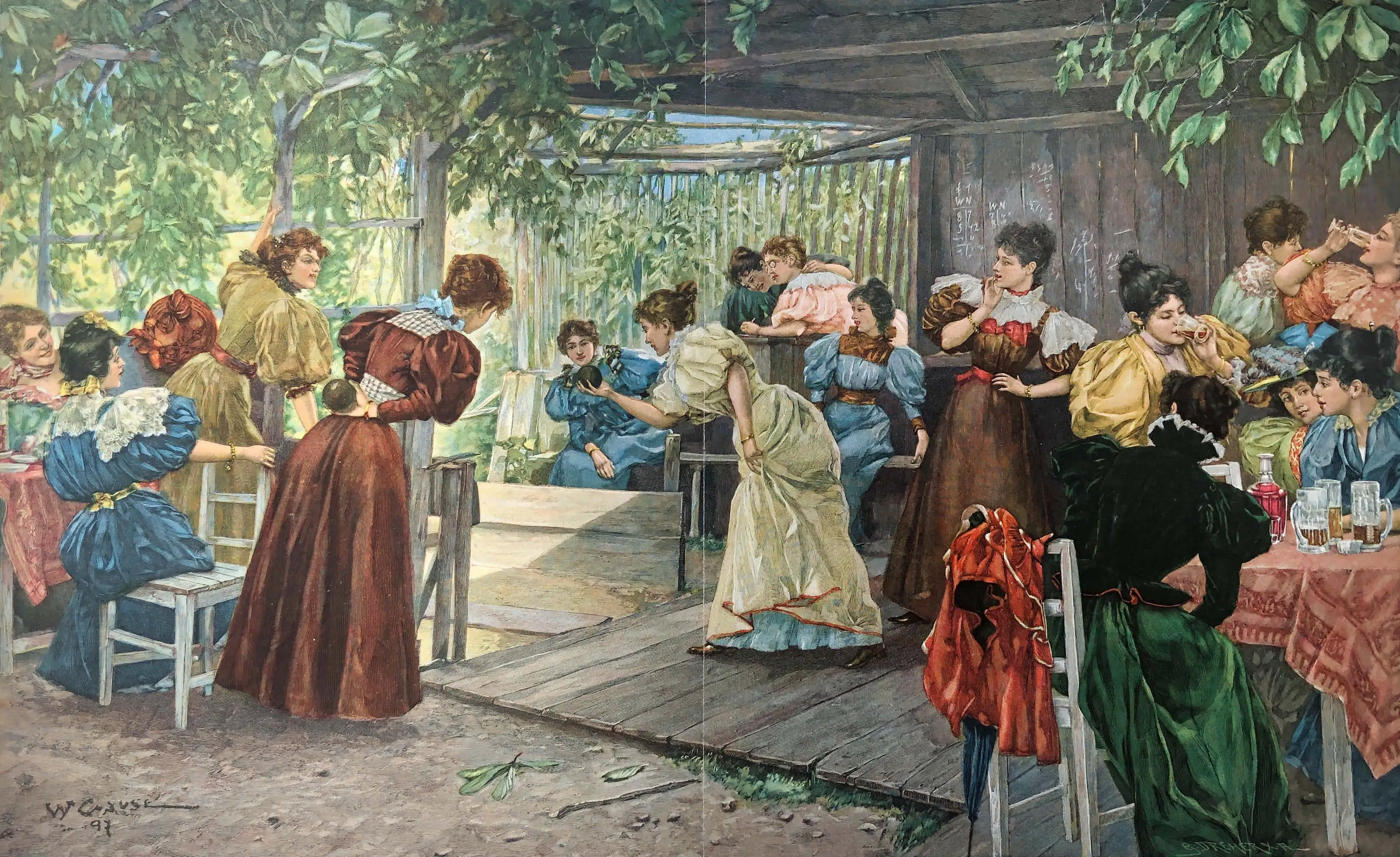 „Der Kegelclub“, Zeitungslithografie nach einem Aquarell von Wilhelm Gause, 1897. Archiv A. Göttche  