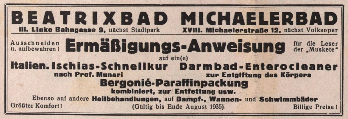 Kupon, erschienen in „Die Muskete“, 8. August 1935, Quelle: Anno/ÖNB