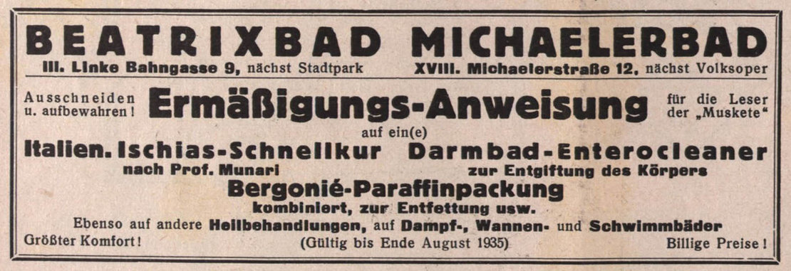 Kupon, erschienen in „Die Muskete“, 8. August 1935, Quelle: Anno/ÖNB 