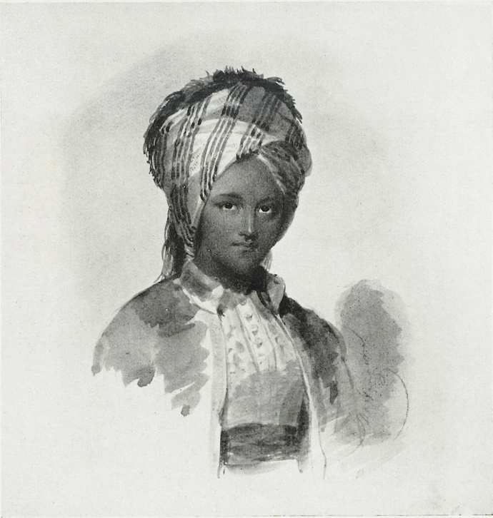 Moritz Michael Daffinger: Die Nubierin des Fürsten Pückler-Muskau, Aquarell, undatiert, in: Gilhofer & Ranschburg (Hg.), Aquarelle, Ölgemälde und farbige Kupferstiche aus dem Besitze eines österreichischen Erzherzogs und aus der Sammlung Dr. August Heymann, Wien, 1933.