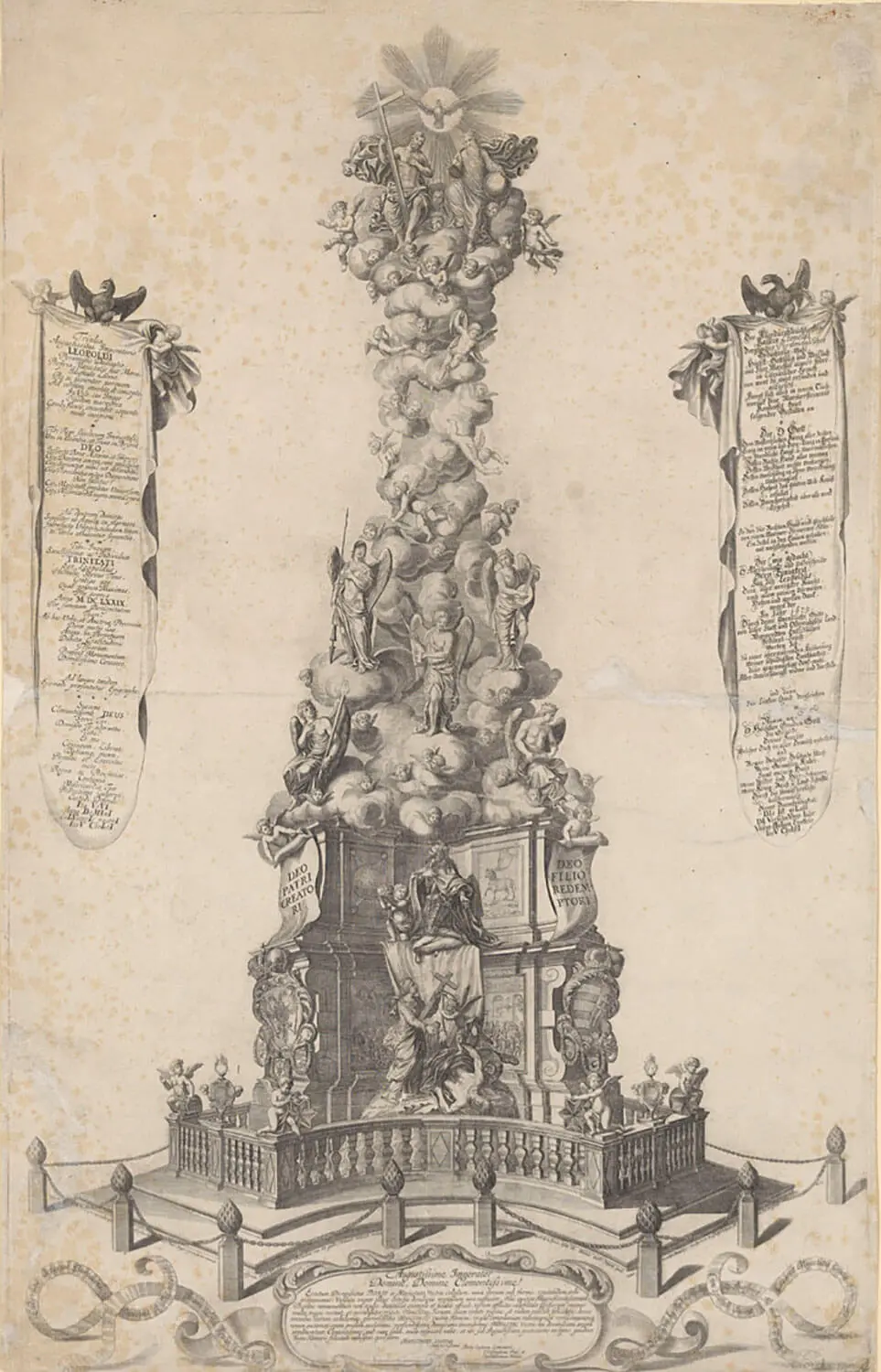 Die Pestsäule am Graben, um 1693, Kupferstich nach Lodovico Burnacini, Sammlung Wien Museum  