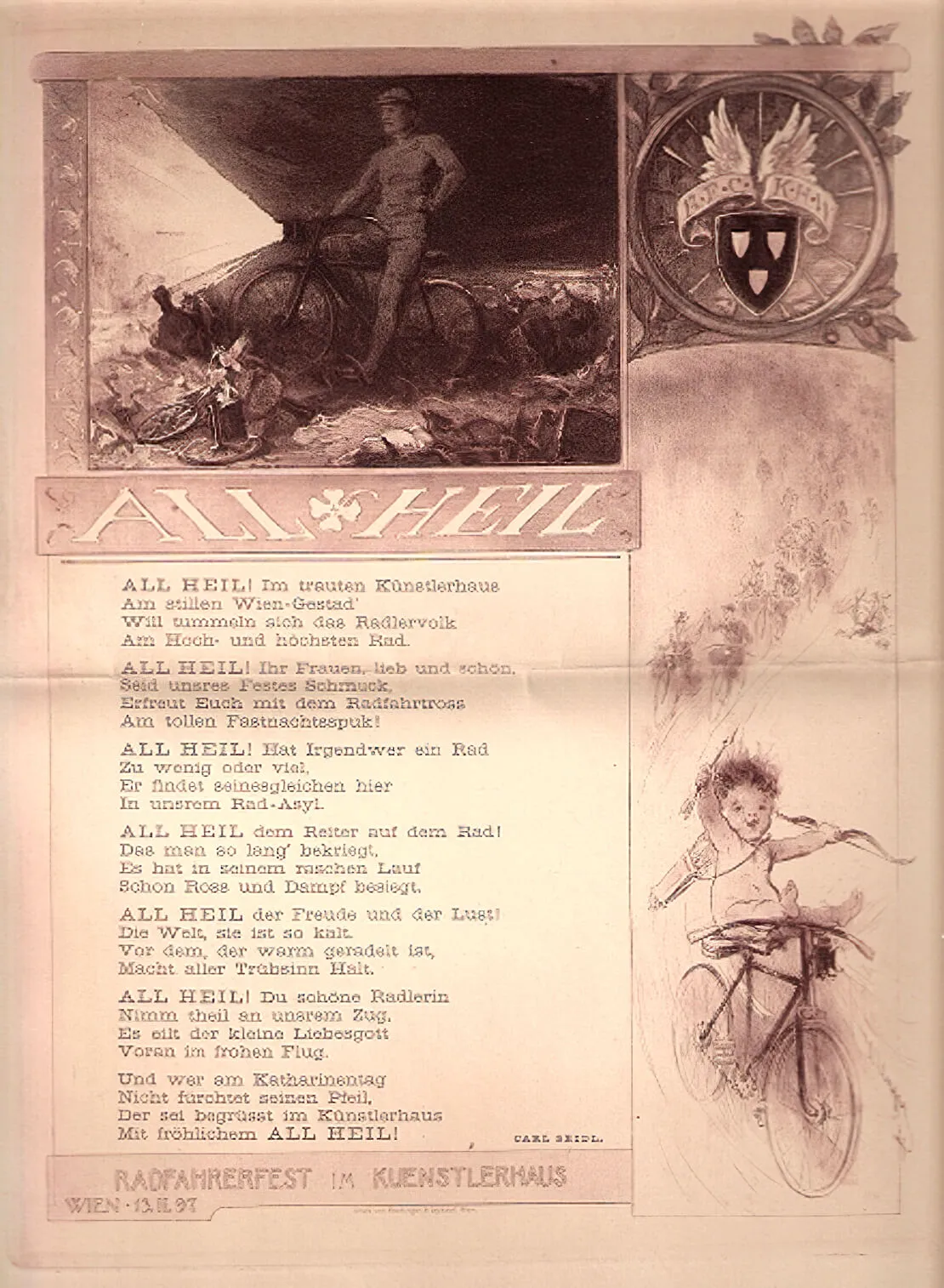 Plakat zum Faschingsfest „All Heil!“, 1897, Künstlerhaus-Archiv  