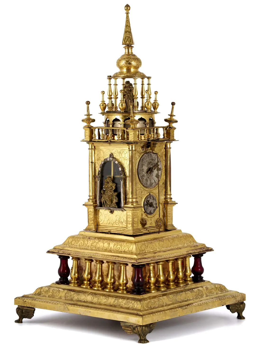 Türmchenuhr aus Süddeutschland, um 1600: Indikationen auf separaten kleinen Zifferblättern mit Zeigern, Wien Museum, U 2371