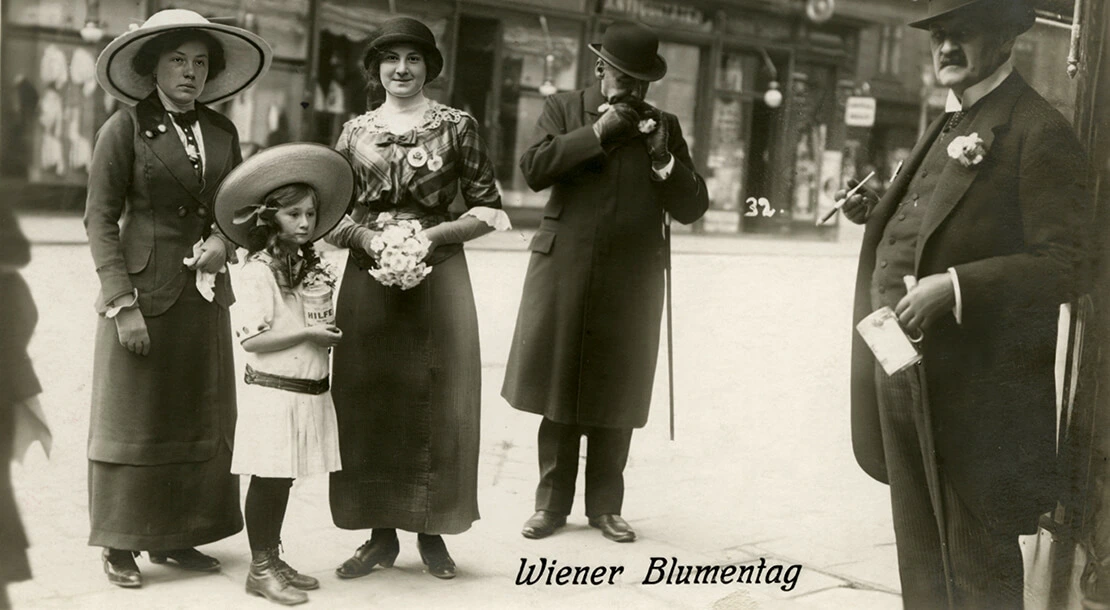 Ansichtskarte vom Blumentag 1913, Sammlung Göttche/Piffl  