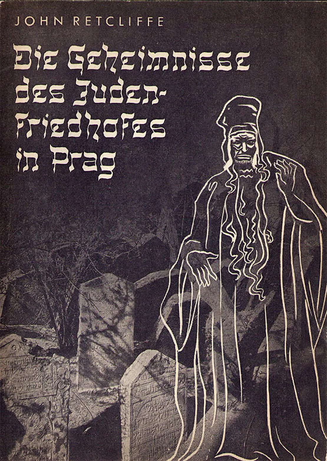 Die fiktionale „Rede des Rabbiners“, auch veröffentlicht unter dem Titel „Die Geheimnisse des Judenfriedhofs in Prag“, aus Herrmann Goedsches Roman „Biarritz“, diente den Plagiatoren der Protokolle ebenfalls als Quelle. Umschlag der Ausgabe Prag 1942 mit einer Abbildung des Rabbi Löw nach der Statue von Ladislav Šaloun am Neuen Rathaus in Prag.