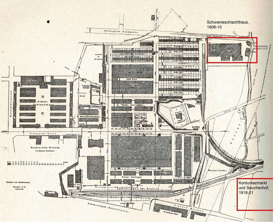 Zentralviehmarkt-Anlage, 1910 - Quelle: Paul, Martin. Technischer Führer durch Wien. Wien, 1910 