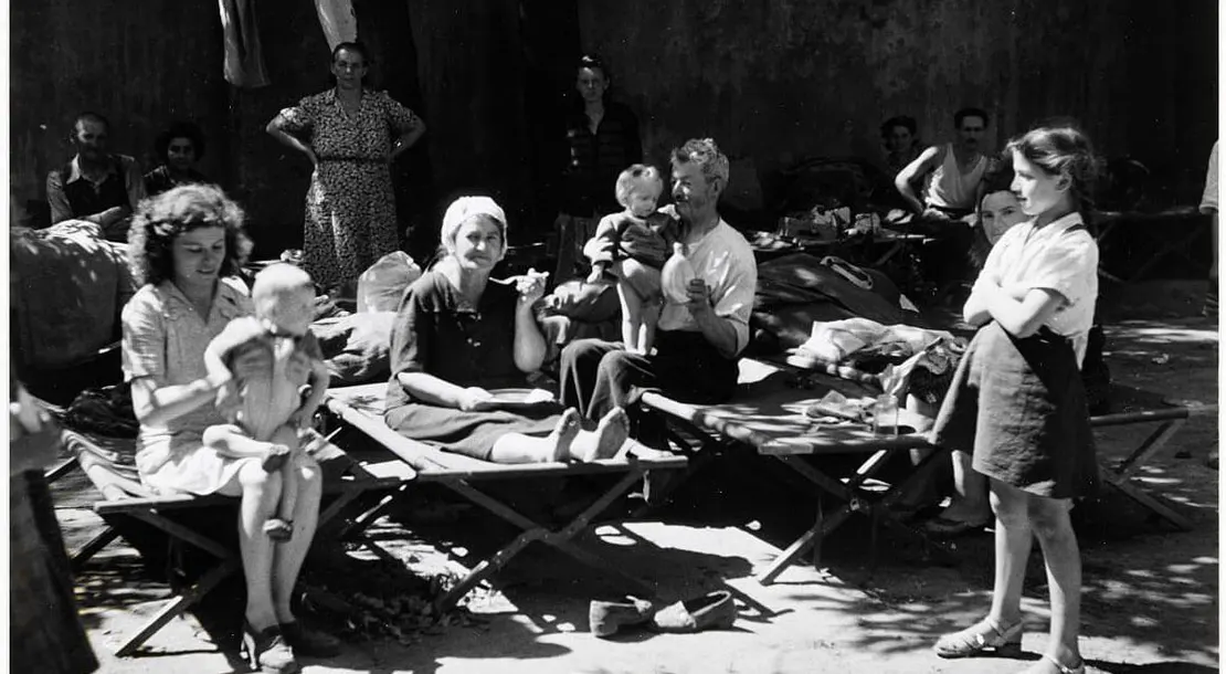 Jüdische Flüchtlinge im Flüchtlingslager Rothschildspital (DP-Lager), 1947, anonyme Fotografie, Wien Museum  
