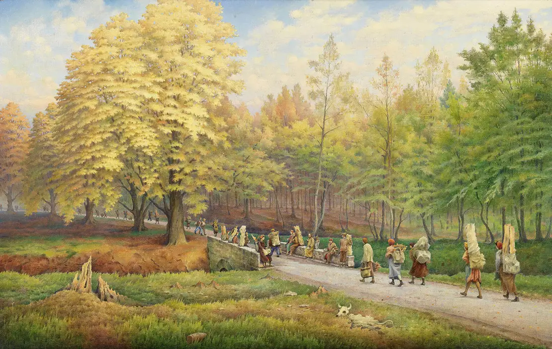 Rudolf Franz Ullmann: „Wiener Herbst 1945“ (Holzklauberzug im Lainzer Tiergarten), 1945, Wien Museum  