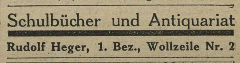 Traditionsreiches Geschäft: Inserat der Buchhandlung Heger aus der Zeitschrift „Das Radio“ vom 12. September 1930, Quelle: ANNO/ÖNB