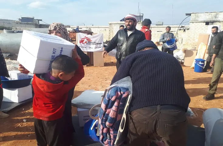 Ausgabe von Essengütern in Idlib/Syrien. © Ärzte ohne Grenzen  