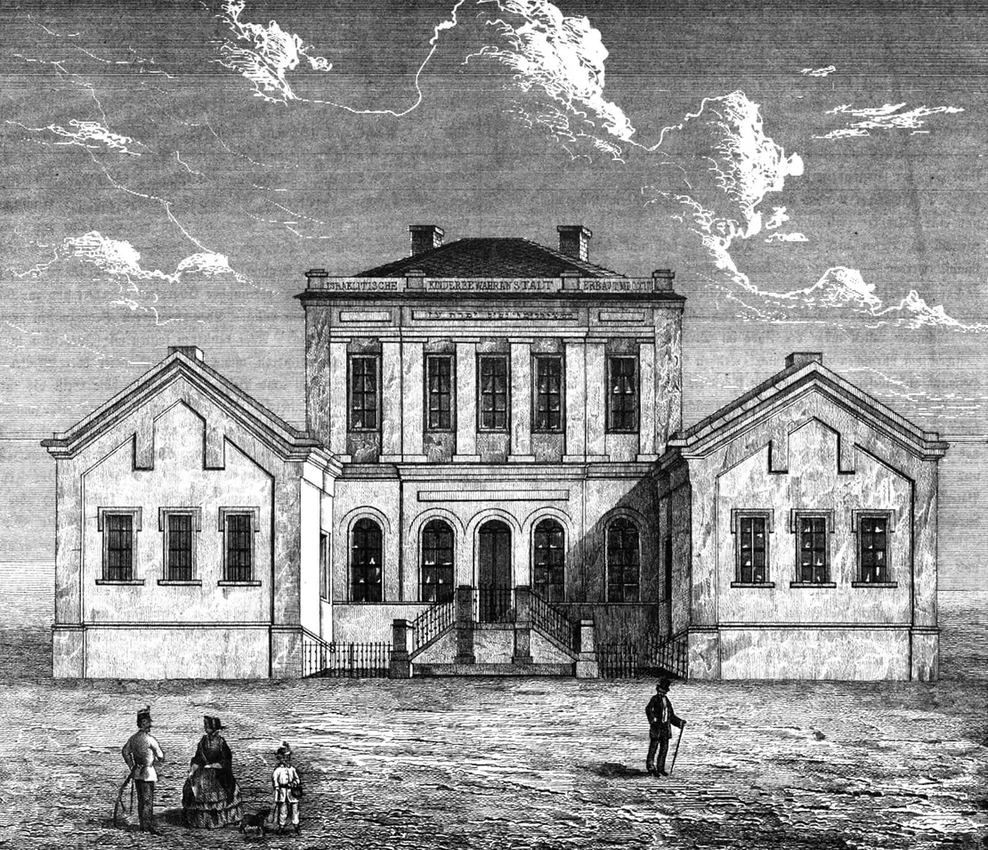 Israelitische Kinderbewahranstalt in der Schiffamtsgasse 15 im 2. Bezirk, Abbildung aus der Allgemeinen Illustrirten Judenzeitung vom 14. September 1860, Quelle: ANNO/ÖNB